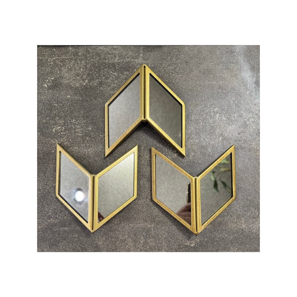 Urban Outfitters Set of 3 Wall Mirrors Brass Style Chevron Pattern Home Decor
